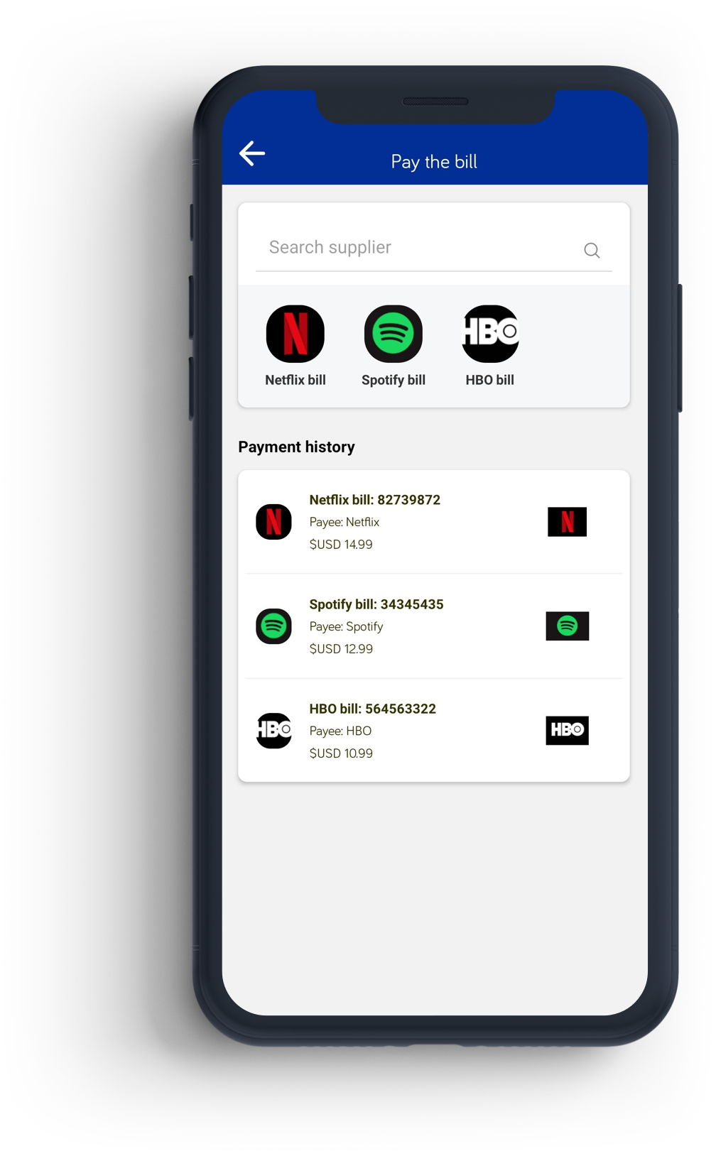 Let your customers pay their bills and make payments through your mobile wallet app.